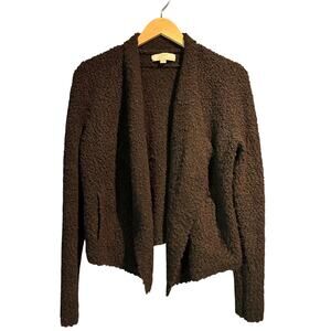 Ann Taylor Loft Medium Open Front Black Jacket Luxury Italian Wool Yarn Warm